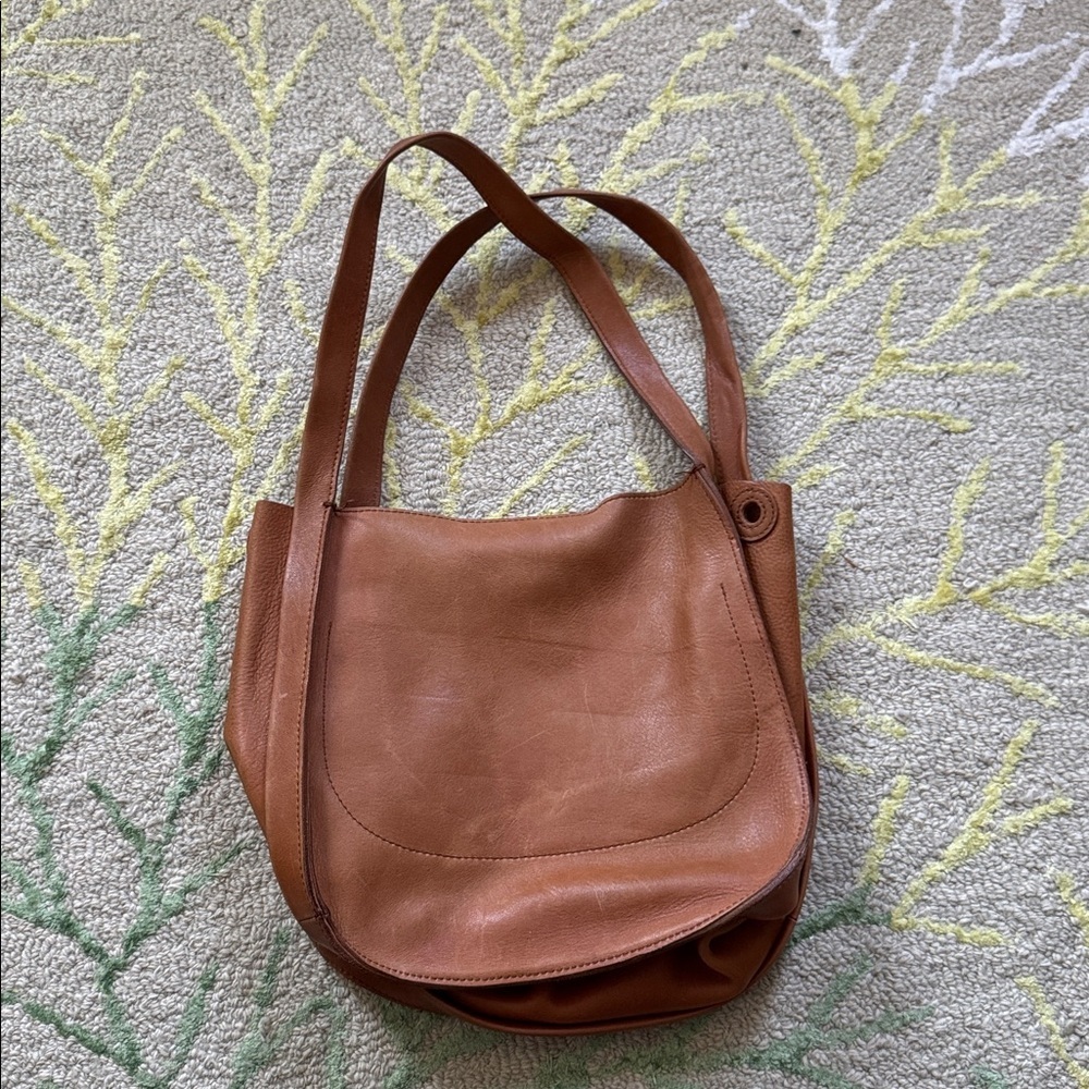Madewell The Sydney Crossbody Bag caramel leather magnetic closure shoulder bag - Picture 2 of 11